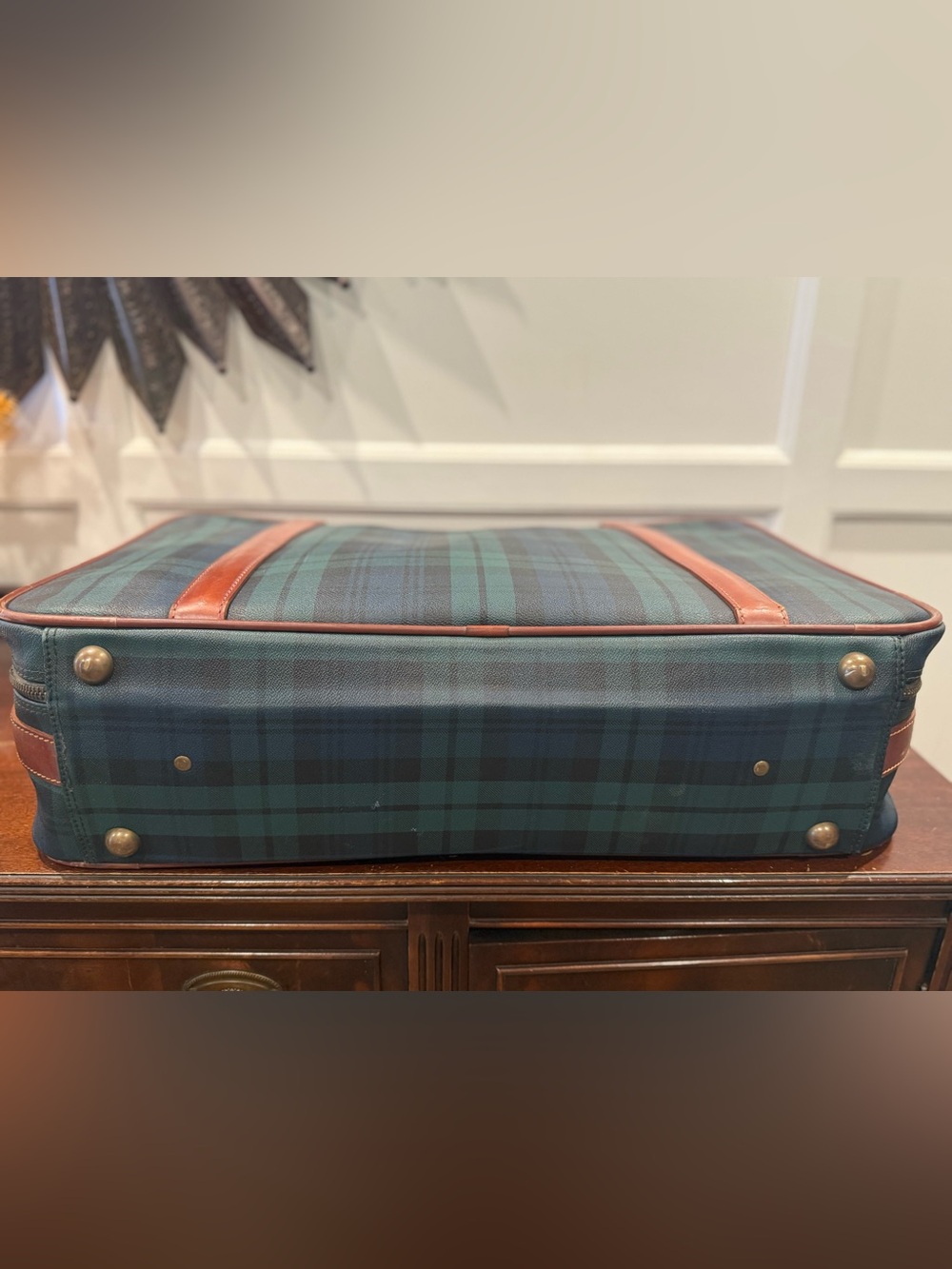 Vintage Polo Ralph Lauren Black Watch Plaid 25in Suitcase Made in Italy - Picture 4 of 16
